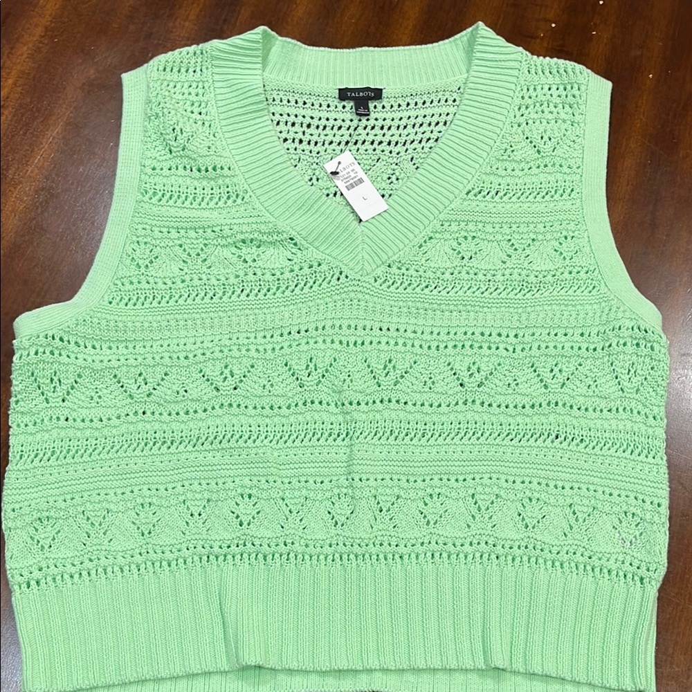 Talbots Lime Green Knit Sweater Vest